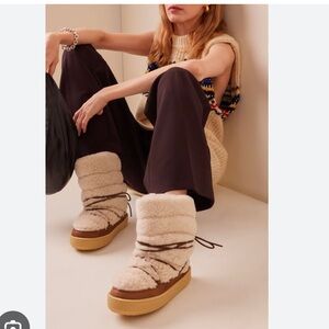 Isabel Marant Cream and Brown Winter Boots
